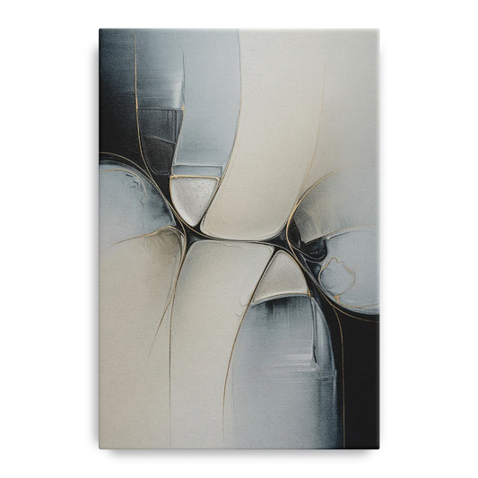 Intricate Harmony Grey and White Abstract - Canvas Wall Art