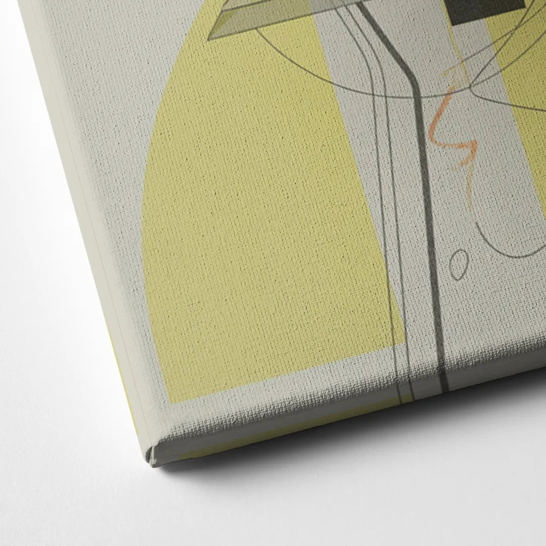 Intricate Layered Dance Yellow and Grey Abstract Canvas Close Up