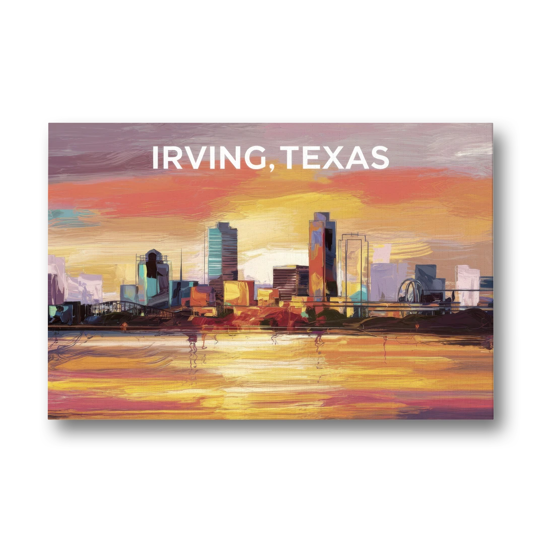 Irving Cityscape Sunset - Canvas Wall Art - Front