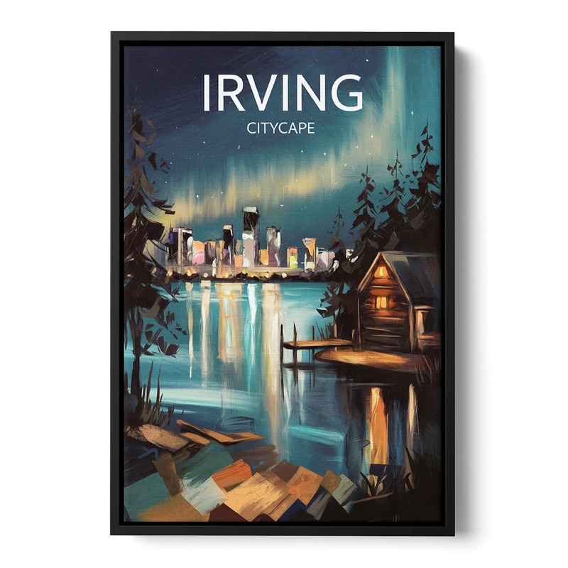 Irving Night Lights Front - Black Canvas Wall Art