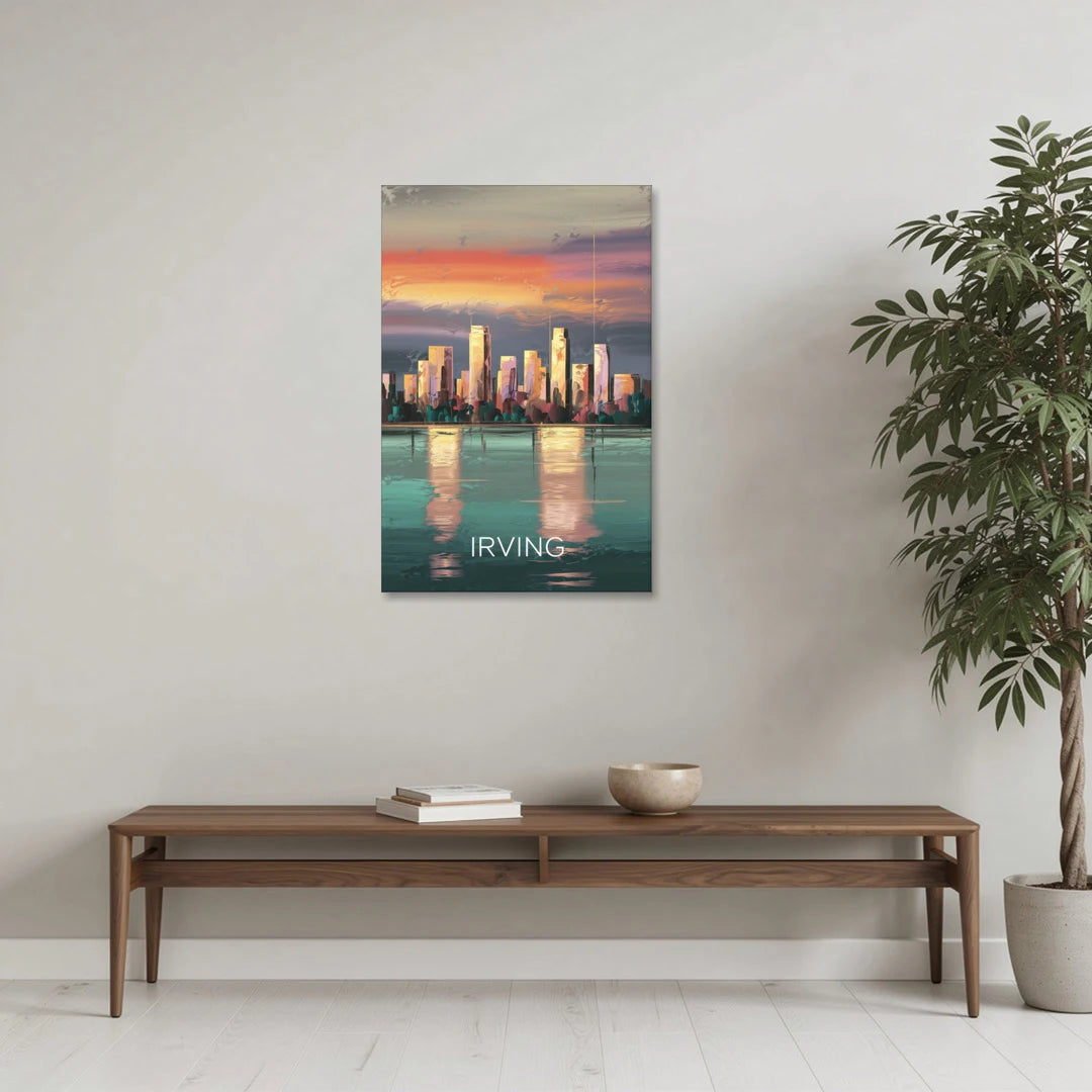 Irving Skyline Reflection - Canvas Wall Art - Coffee Table - 24x36