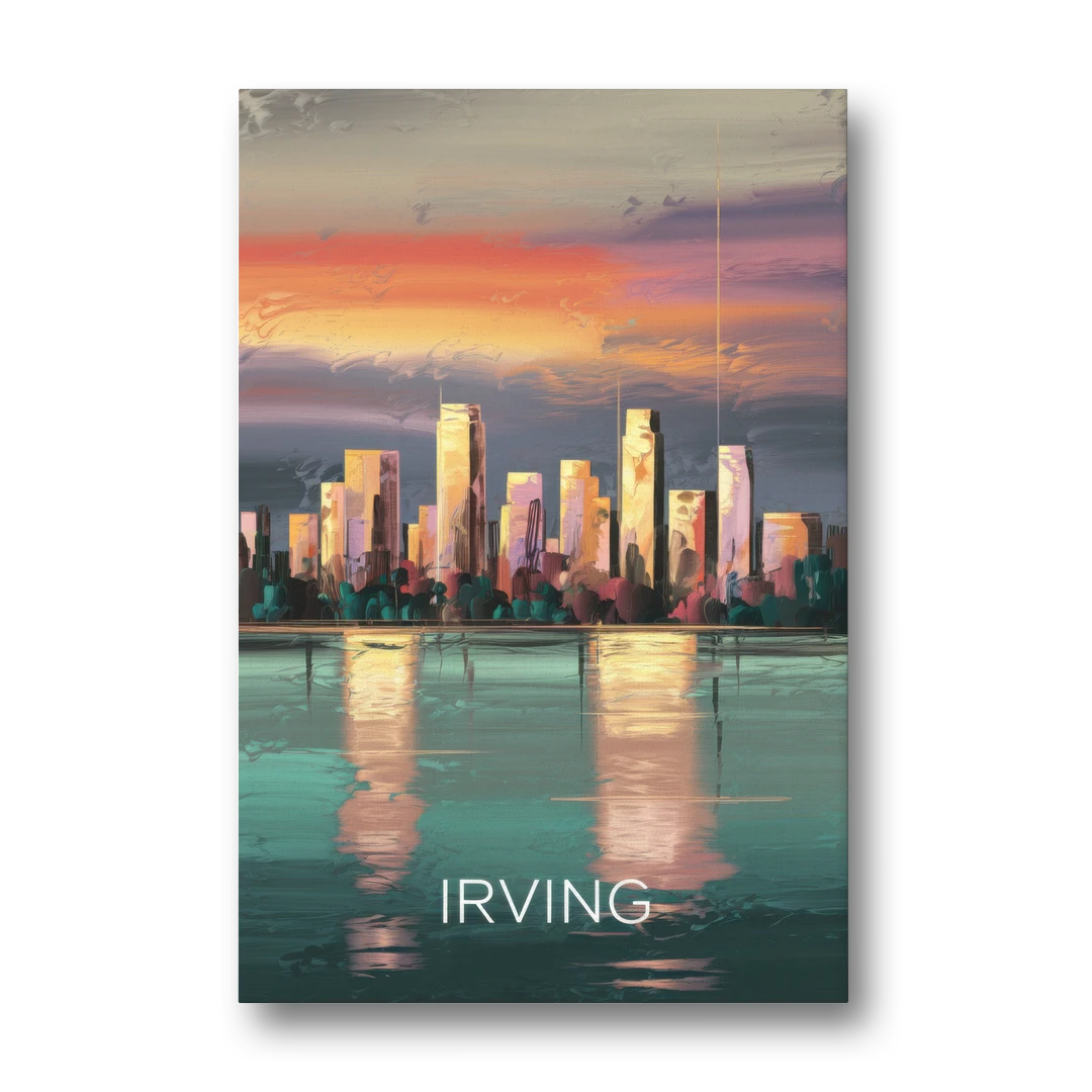Irving Skyline Reflection - Canvas Wall Art - Front