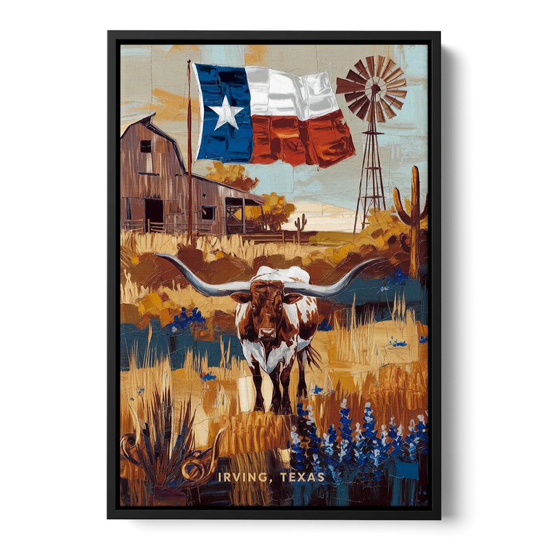 Irving Texas Pride Front - Black Canvas Wall Art