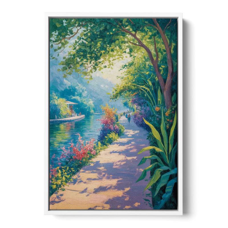 Isla Cuale River Walk Front - White Canvas Wall Art