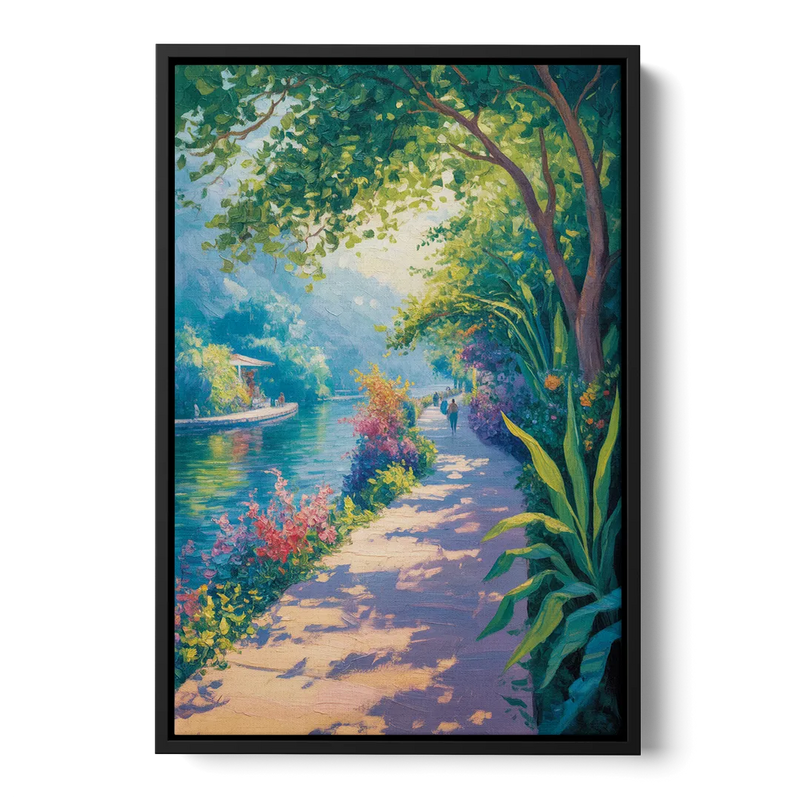 Isla Cuale River Walk Front - Black Canvas Wall Art