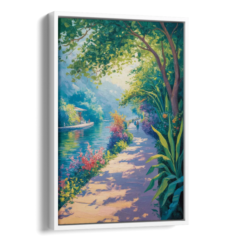 Isla Cuale River Walk Side - White Canvas Wall Art