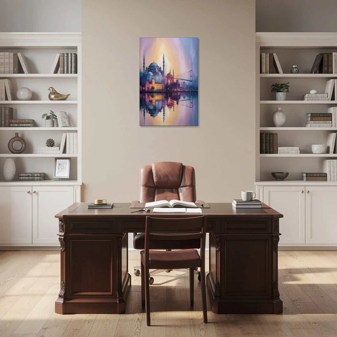 Istanbul Skyline Glow - Canvas Wall Art - Office - 24x36