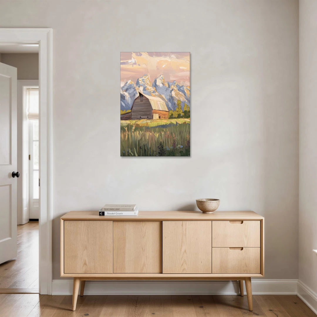Jackson Hole Grand Teton Backdrop - Canvas Wall Art - Coffee Table - 24x36