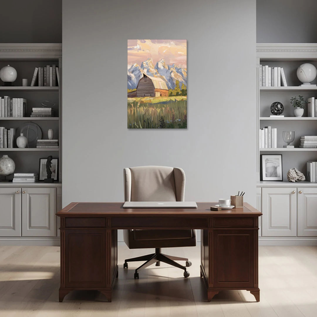 Jackson Hole Grand Teton Backdrop - Canvas Wall Art - Office - 24x36