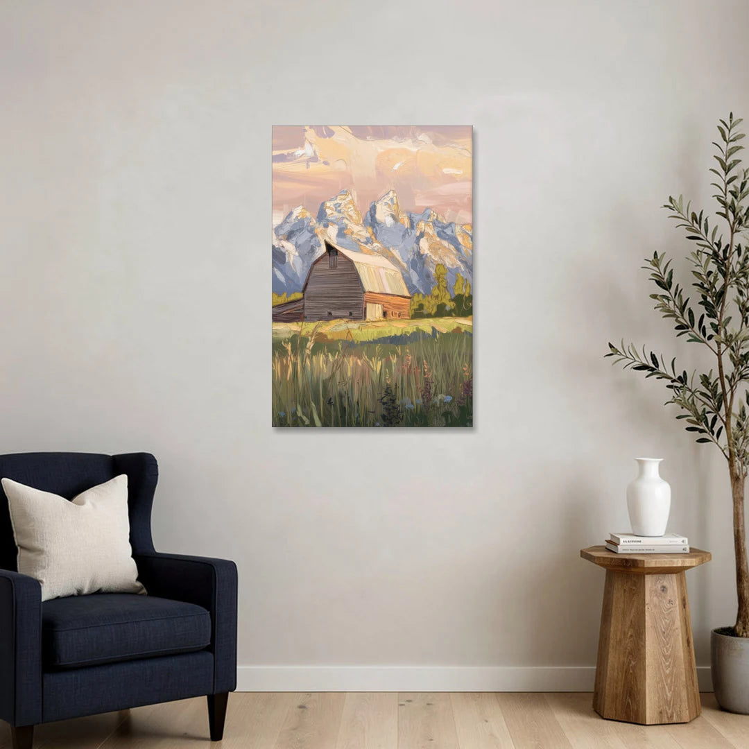 Jackson Hole Grand Teton Backdrop - Canvas Wall Art - Sofa - 24x36