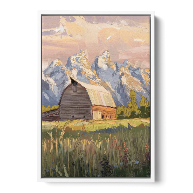 Jackson Hole Grand Teton Backdrop Front - White Canvas Wall Art