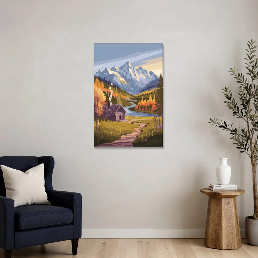 Jackson Hole Mountain Views - Canvas Wall Art - Sofa - 24x36