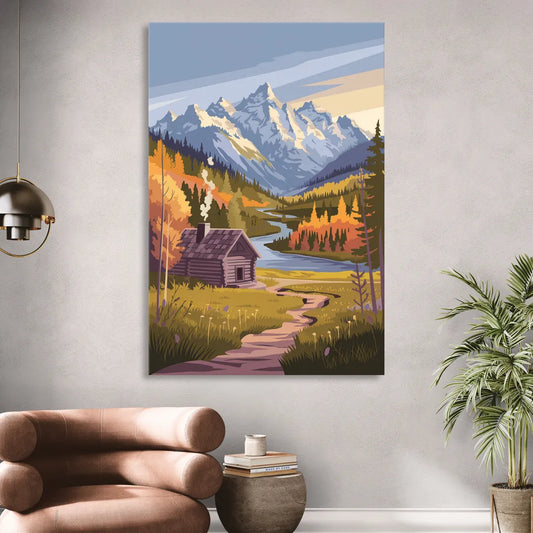 Jackson Hole Mountain Views Living Room - Canvas Wall Art