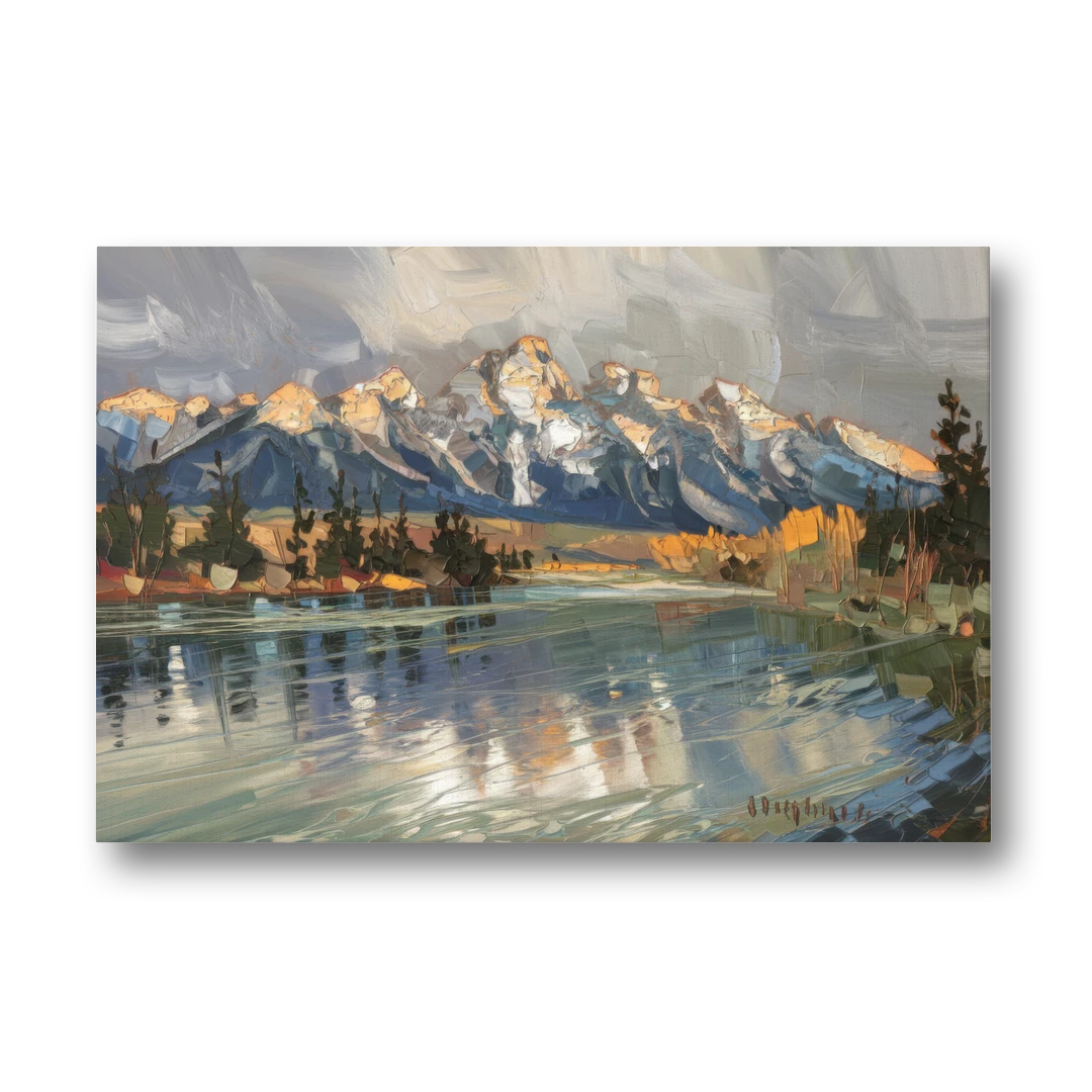 Jackson Hole River Reflection - Canvas Wall Art - Front