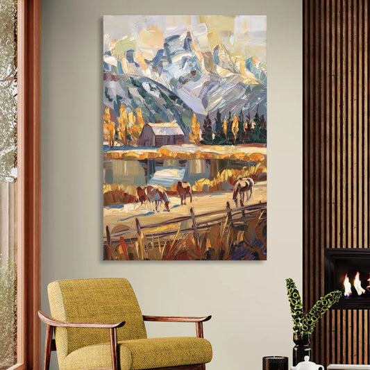 Jackson Hole Rustic Charm Living Room - Canvas Wall Art