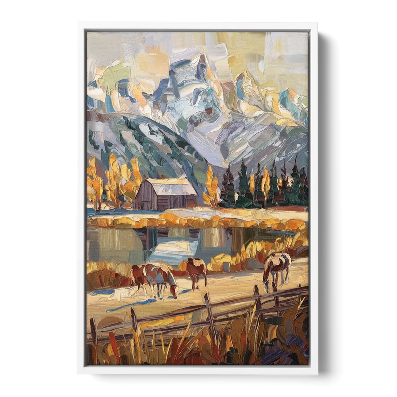 Jackson Hole Rustic Charm Front - White Canvas Wall Art