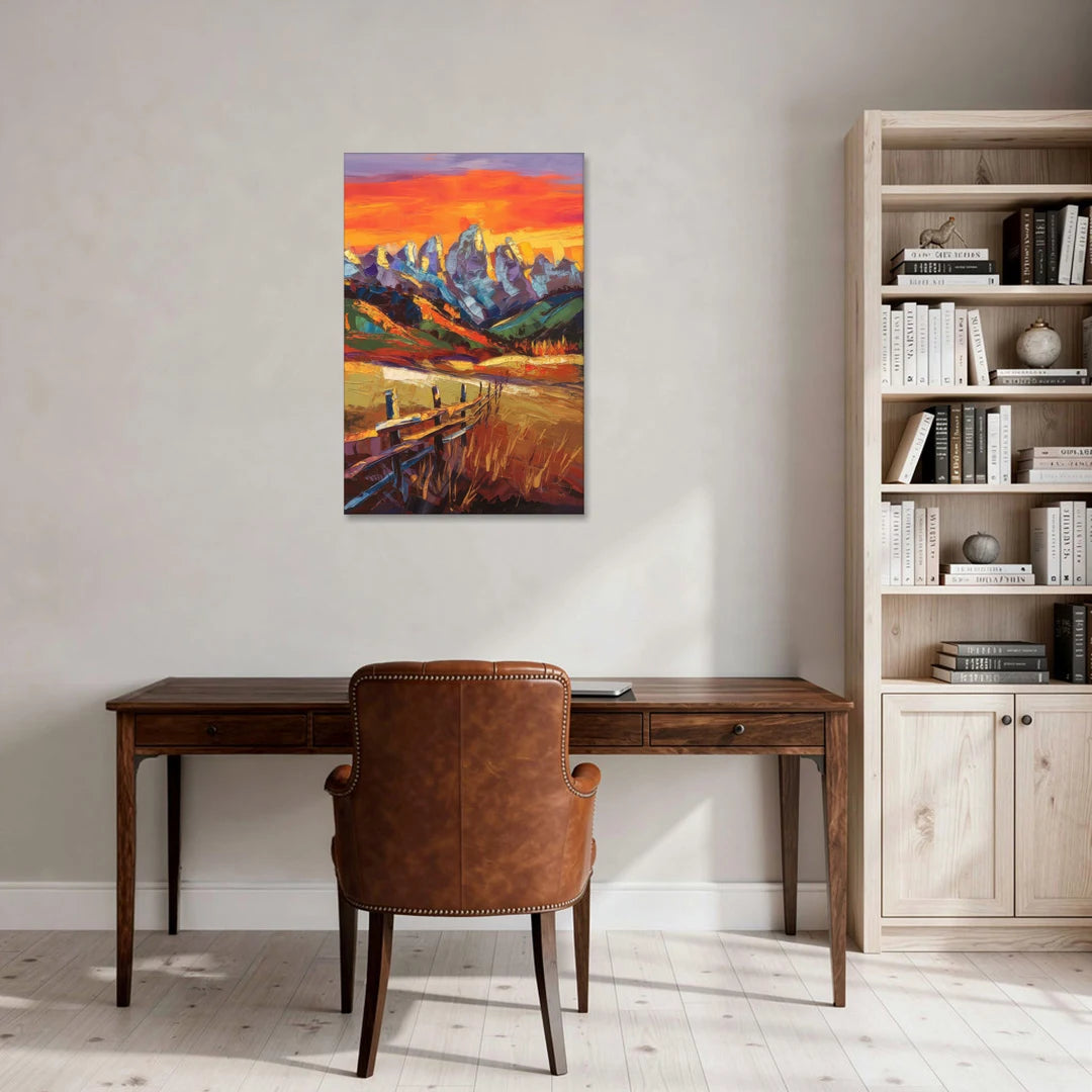 Jackson Hole Sunset Glow - Canvas Wall Art - Office - 24x36