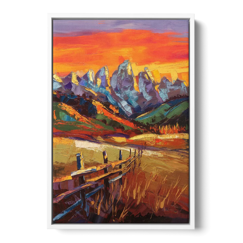 Jackson Hole Sunset Glow Front - White Canvas Wall Art
