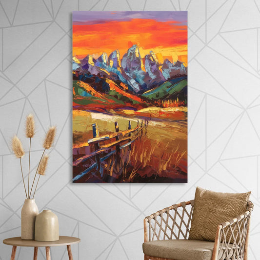 Jackson Hole Sunset Glow Living Room - Canvas Wall Art