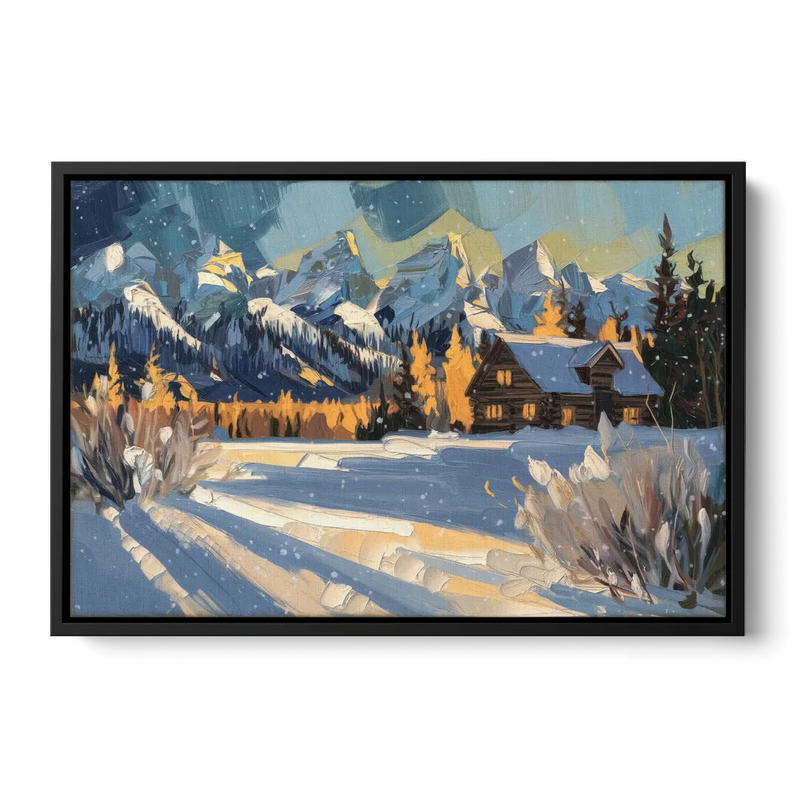 Jackson Hole Winter Wonderland Front - Black Canvas Wall Art