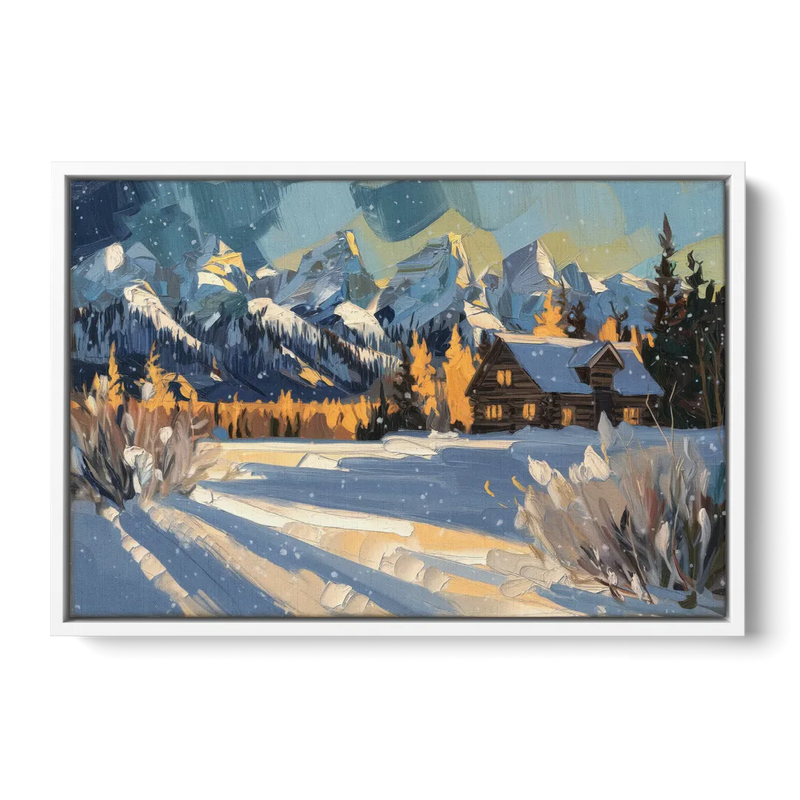 Jackson Hole Winter Wonderland Front - White Canvas Wall Art