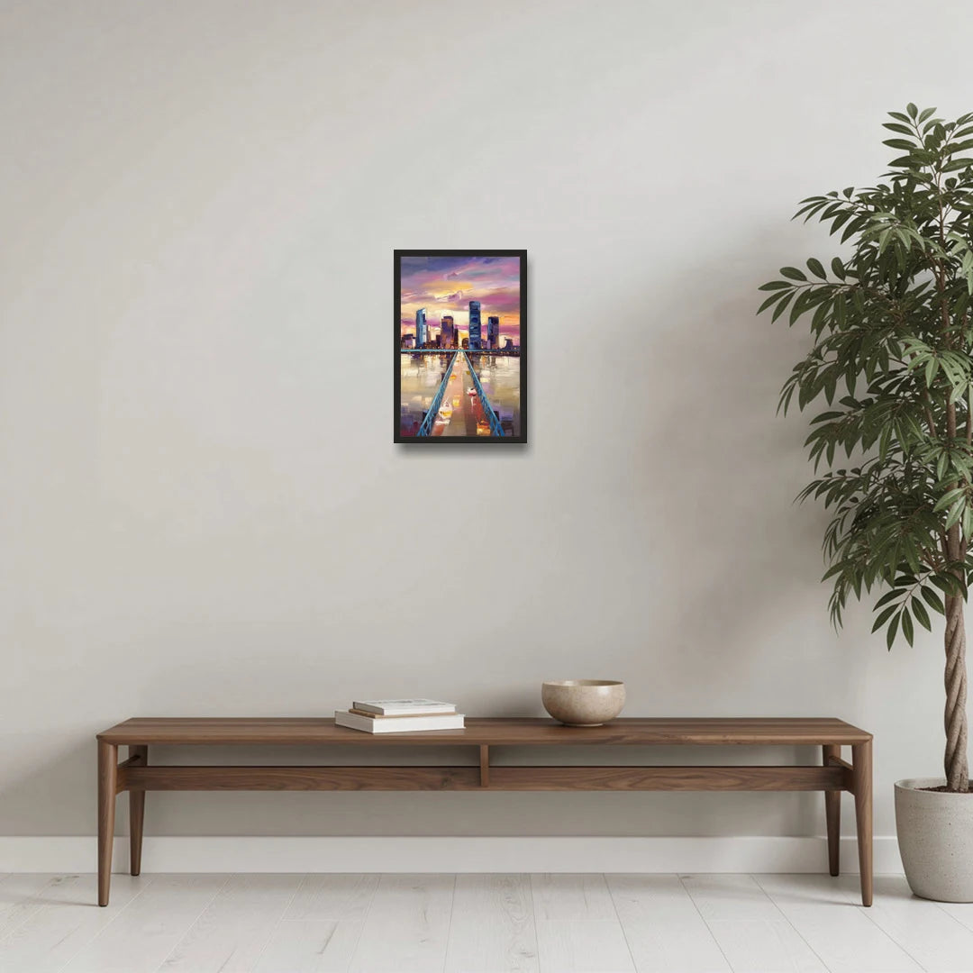 Jacksonville Downtown Views - Black Framed Canvas Wall Art - Coffee Table - 12x18