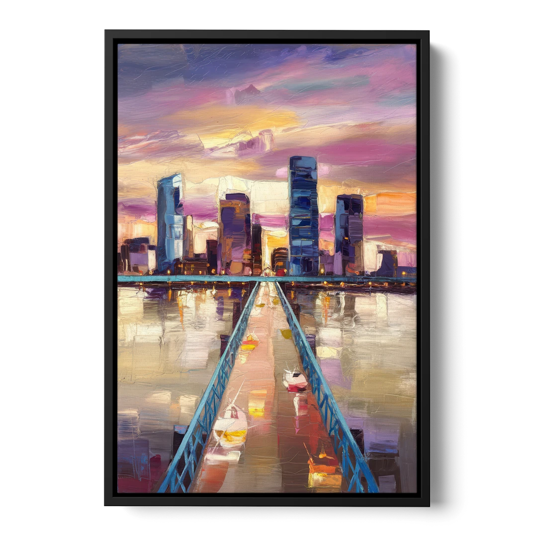 Jacksonville Downtown Views - Black Framed Canvas Wall Art - Front