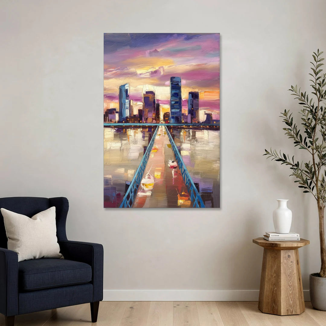 Jacksonville Downtown Views - Canvas Wall Art - Sofa - 32x48