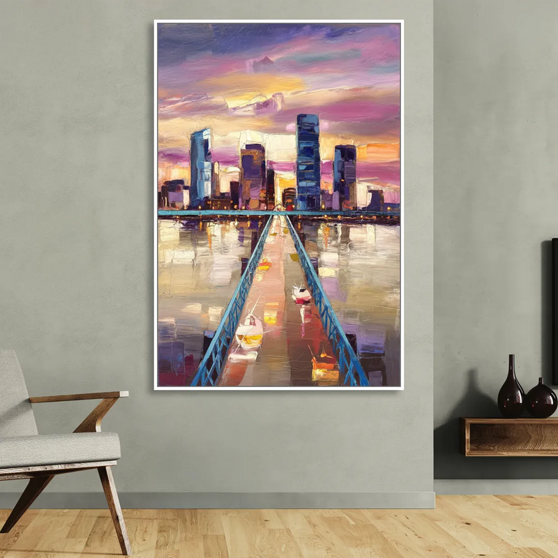 Jacksonville Downtown Views Sitting Room - White Canvas Wall Art