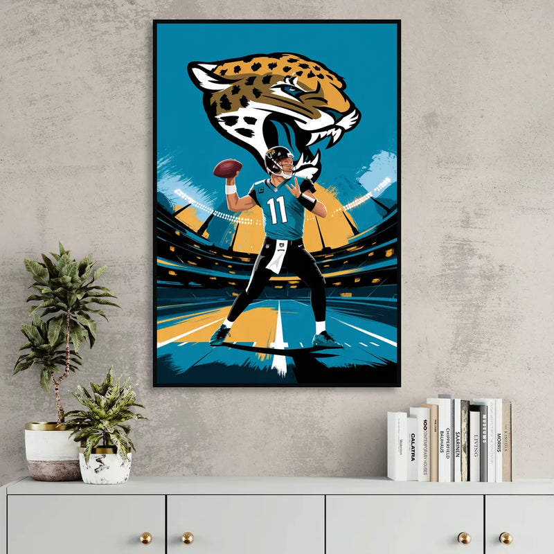 Jacksonville Jaguars Fans Sitting Room - Black Canvas Wall Art
