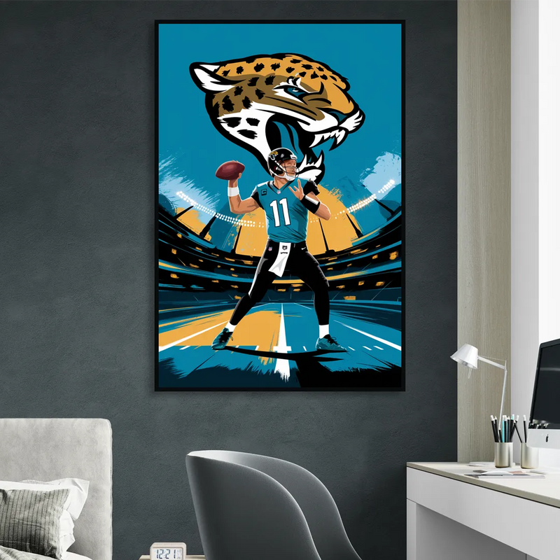 Jacksonville Jaguars Fans Living Room - Black Canvas Wall Art