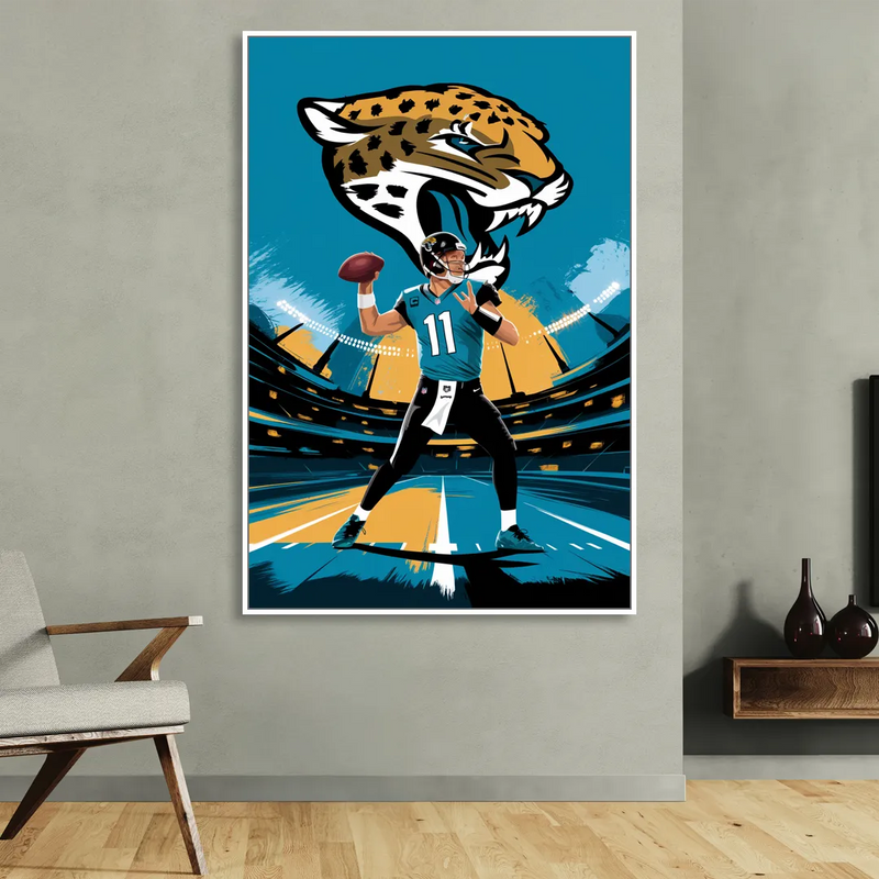Jacksonville Jaguars Fans Living Room - White Canvas Wall Art