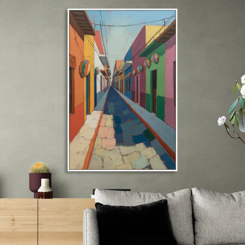 Jalatlaco Barrio Colors Sitting Room - White Canvas Wall Art