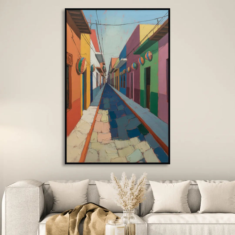 Jalatlaco Barrio Colors Living Room - Black Canvas Wall Art