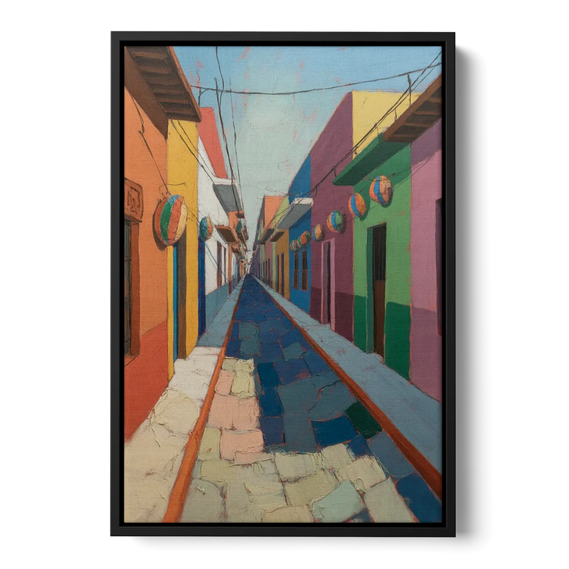 Jalatlaco Barrio Colors Front - Black Canvas Wall Art