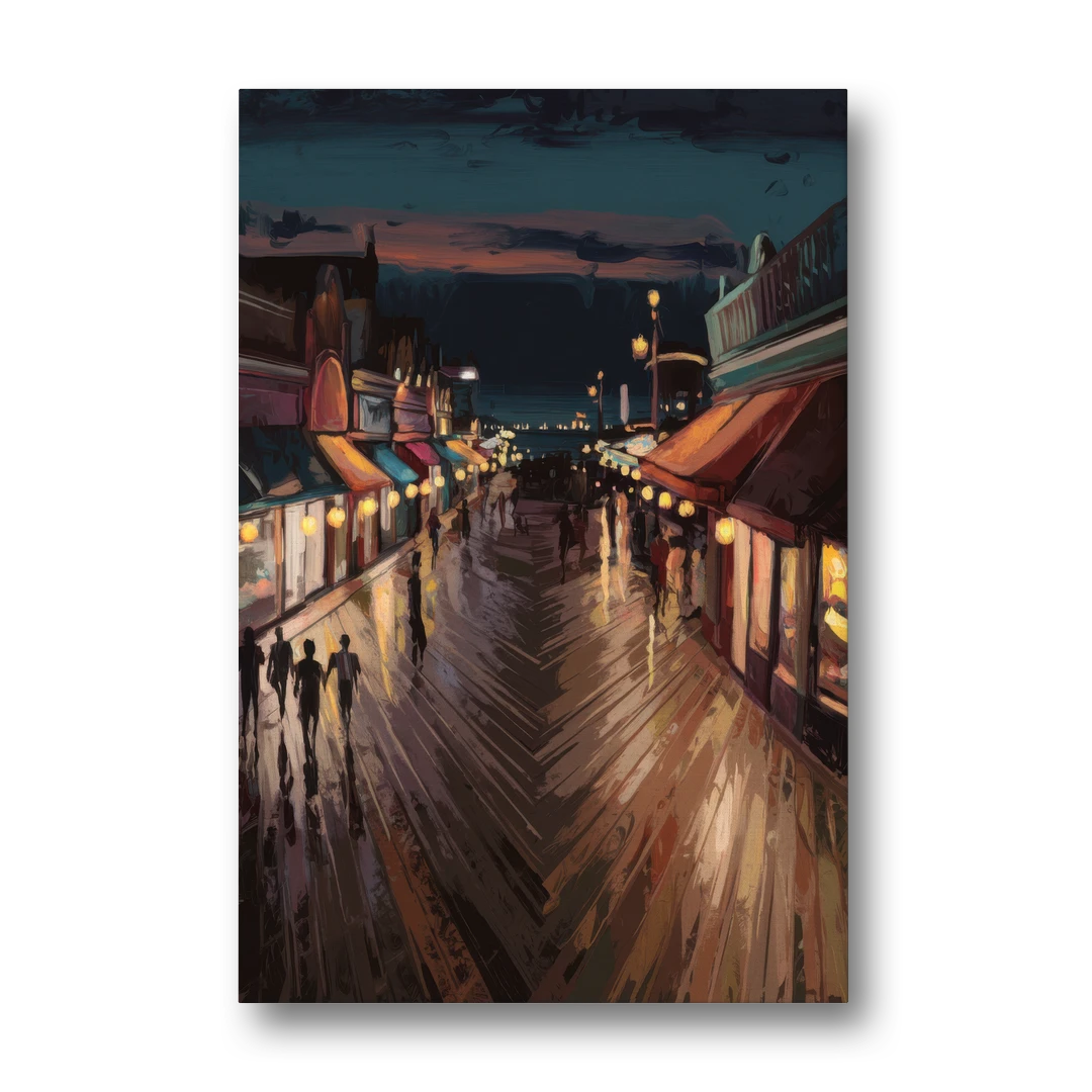 Jersey City Boardwalk Scene - Canvas Wall Art - Front