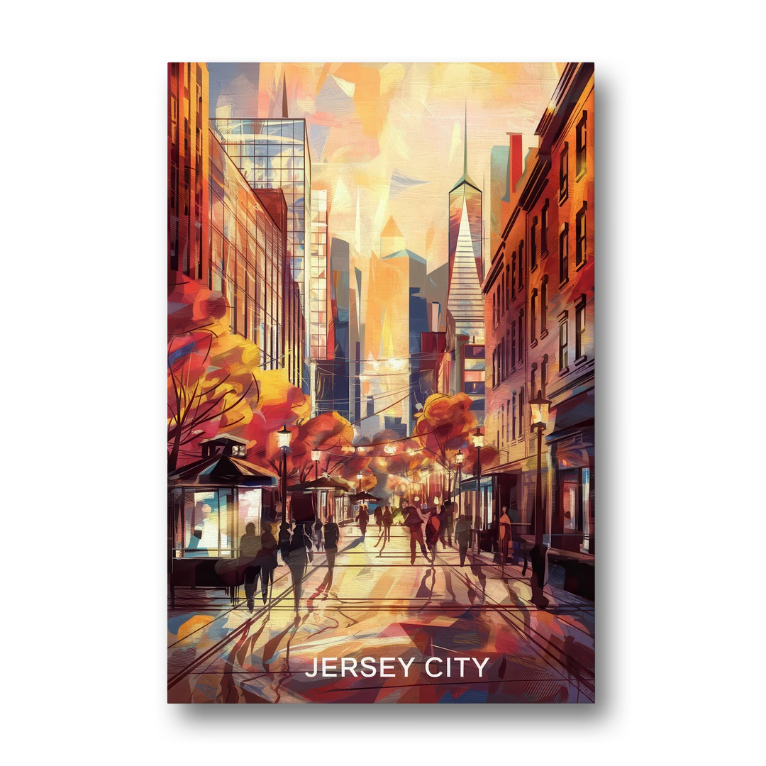Jersey City Downtown Streetscape - Canvas Wall Art - Front