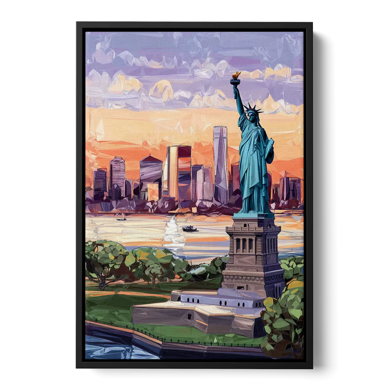 Jersey City Liberty State Park Front - Black Canvas Wall Art