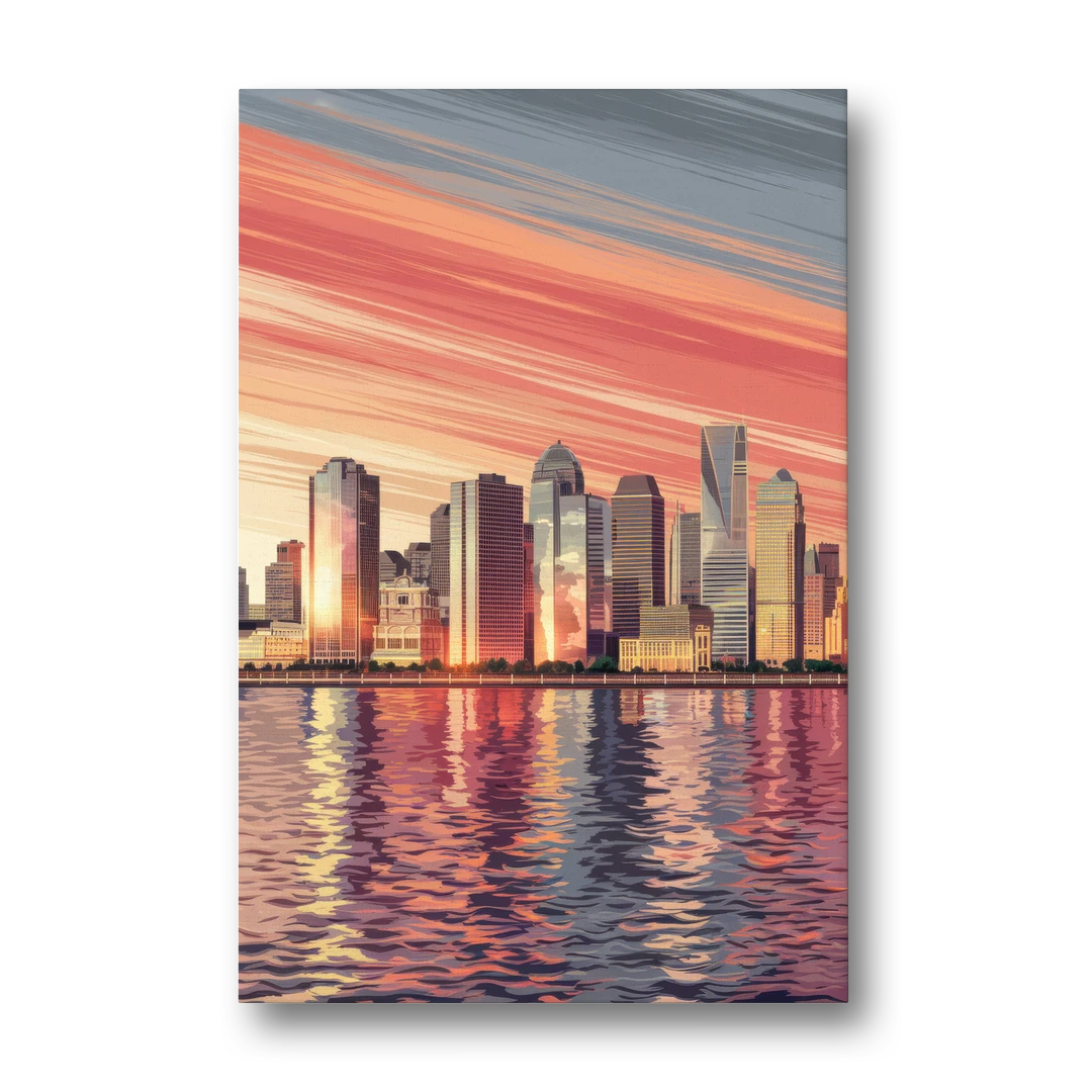 Jersey City Skyline and Hudson River - Canvas Wall Art - Front