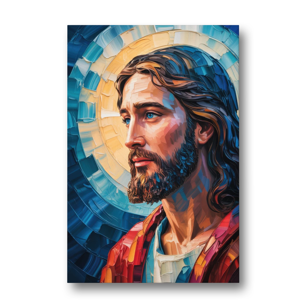 Jesus Portrait Modern Christian - Canvas Wall Art - Front