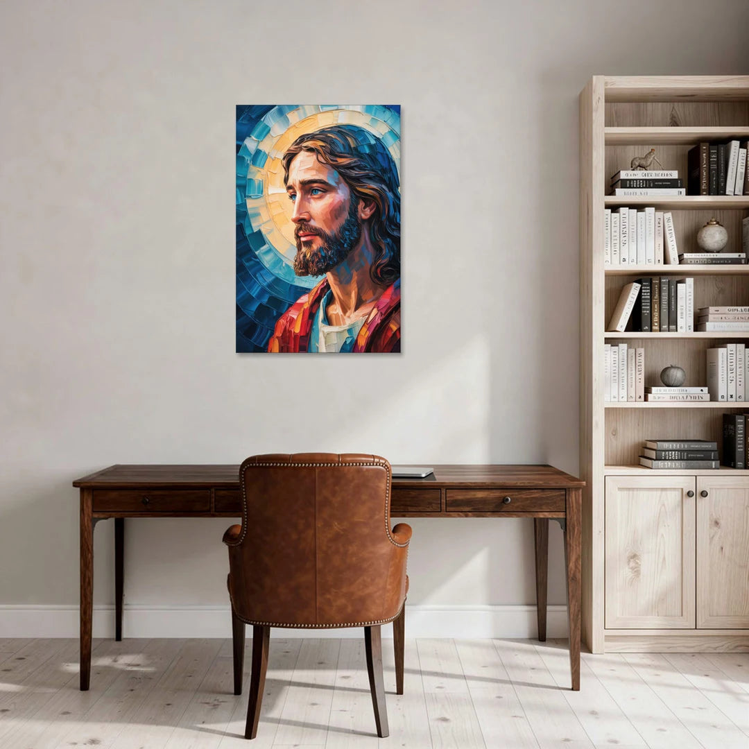 Jesus Portrait Modern Christian - Canvas Wall Art - Office - 24x36