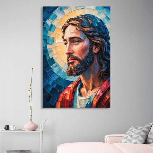 Jesus Portrait Modern Christian Living Room - Canvas Wall Art