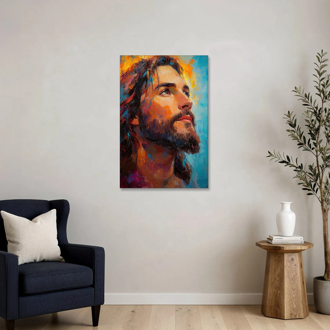 Jesus in Light Christian Absctact - Canvas Wall Art - Sofa - 24x36
