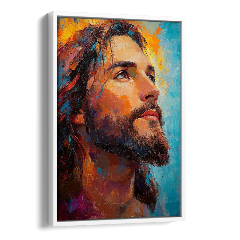 Jesus in Light Christian Absctact Side - White Canvas Wall Art