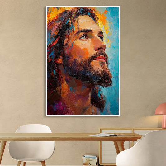 Jesus in Light Christian Absctact Living Room - White Canvas Wall Art