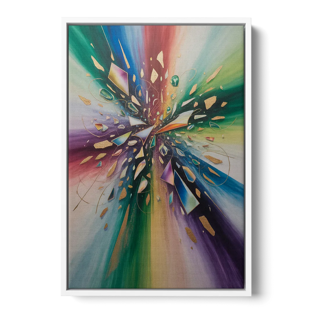 Jewel Toned Dynamic Colorful Abstract - White Frame Canvas