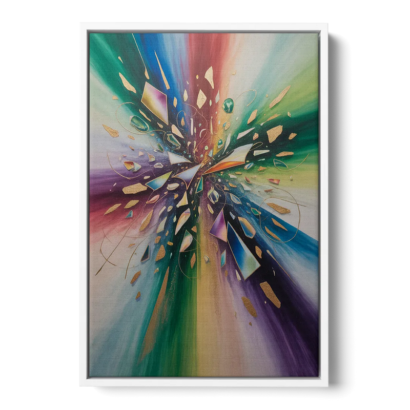 Jewel Toned Dynamic Colorful Abstract Front - White Canvas Wall Art