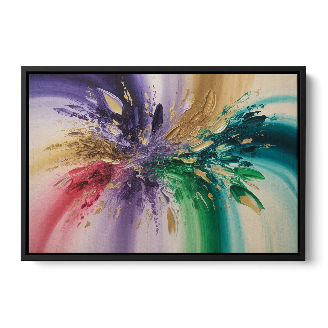 JewelToned Dynamics Colorful Abstract - Black Frame Canvas