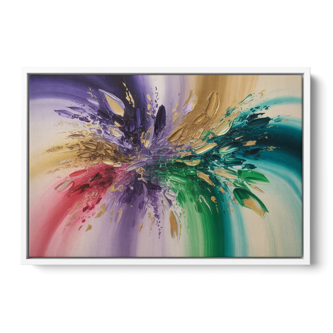 JewelToned Dynamics Colorful Abstract - White Frame Canvas