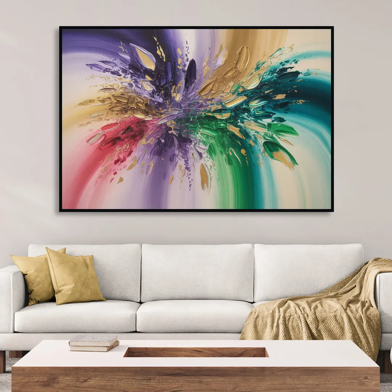 JewelToned Dynamics Colorful Abstract Sitting Room - Black Canvas Wall Art